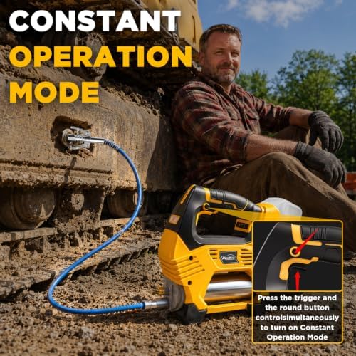 Cordless Grease Gun Compatible with DeWalt 20V Battery, 12000PSI High-Pressure, One-Hand Operation in-Line Grip, 39.4" Hose & 4 Couplers, Electric Grease Gun with LED (Tool Only)
