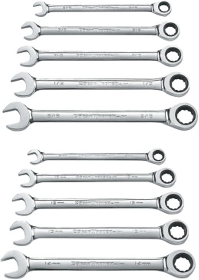 GEARWRENCH Ratcheting Combination SAE/Metric Wrench Set 10 Pc., 12 Point - 9418