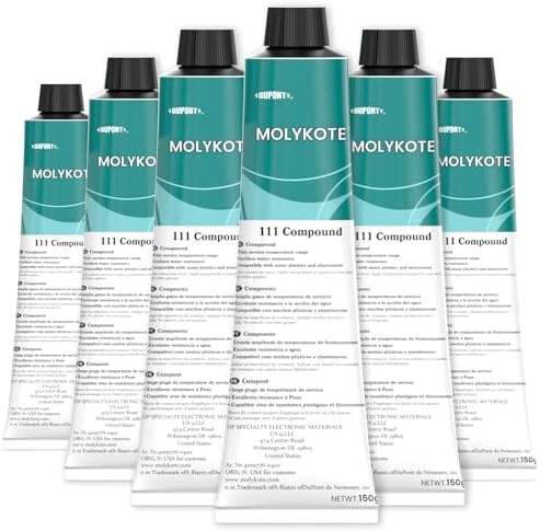 6pcs Molykote 111 Compound Valve Lubricant and Sealant 150g 5.3oz, Silicone Grease for O-Rings, Plug Valves, Seal & Protect Rubber & Plastic Components, Water Resistant, Low Volatility
