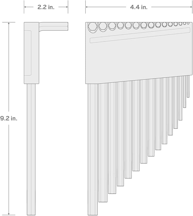 TEKTON Flat End Hex L-Key Set with Holder, 15-Piece (1.3-10 mm) | KLX91205