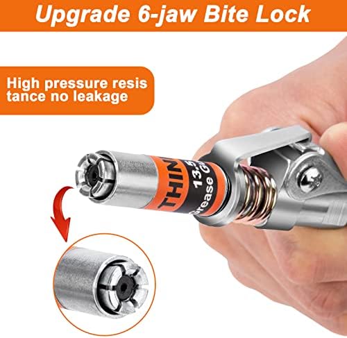 THINKWORK Strong Lock on Greases Gun Couplers with 12" Spring Flex Hose