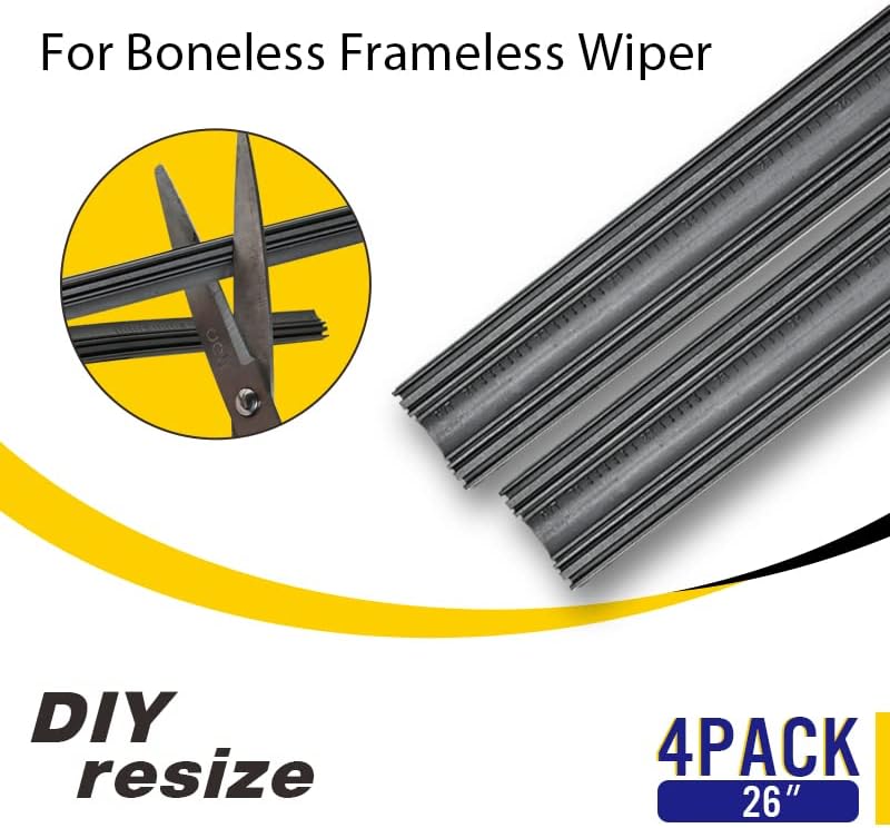 5 PLUS 26 Inch Windshield Wiper Refills (Pack Of 4), Automotive Replacement Windshield Wiper Blade Refills, 26 inch Adjustable Size of the Universal Wiper Rubber Refills