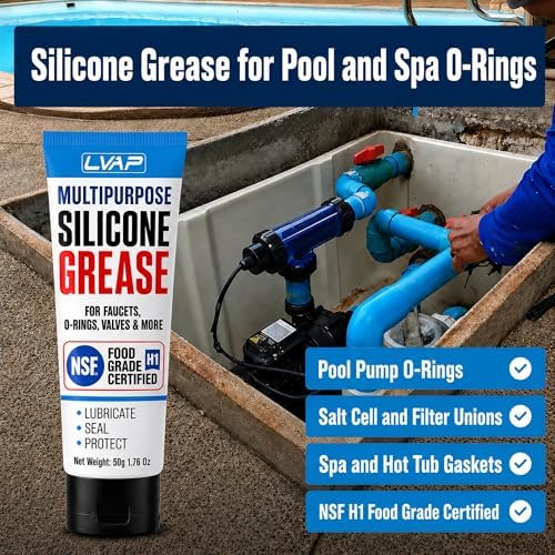 LVAP Food Grade Silicone Grease for O-Rings, Faucets & Plumbing - NSF H1 Waterproof Silicone Lubricant for Pool & Spa, KitchenAid Stand Mixer, RV Seals & Valves - Silicone Paste 50g