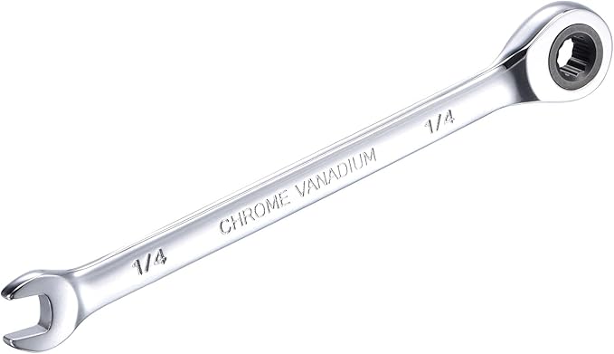 uxcell 1/4 Inch Ratcheting Combination Wrench SAE 72 Teeth 12 Point Ratchet Box Ended Spanner Tools, Cr-V