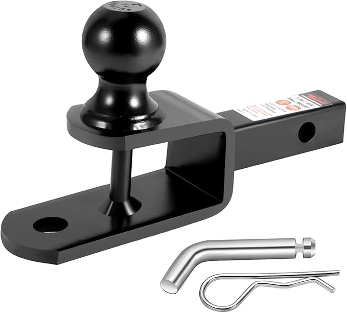 84031 Towever ATV Hitch Ball Mount 2 inch Ball with 1-1/4 inch Solid Shank, with 1/2 inch Pin & Clip, Rated 2000 lbs