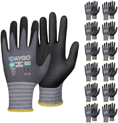 KAYGO Safety Work Gloves, MicroFoam Nitrile Coated, Men Women,KG18N