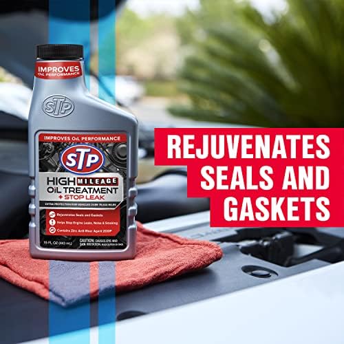 STP High Mileage Oil Treatment + Stop Leak - 15 FL OZ (Pack of 2)