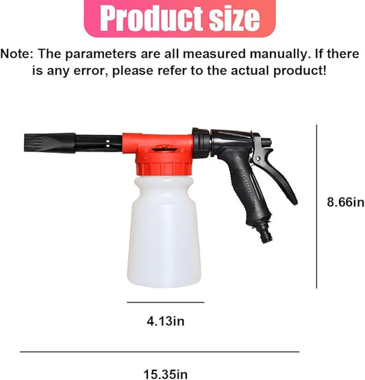 YoRise Car Wash Foam Gun, Adjustable Foam Cannon for Hose, Car Wash Sprayer with 6 Levels of Foams Concentration, Car Washing Soap Sprayer Connect to Any Garden Hose (Red)