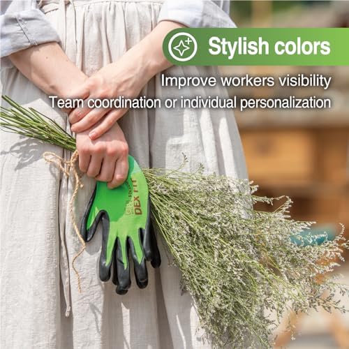 DEX FIT FN320 Precision Grip Work Gloves, 3D-Comfort Fit, Ultra Stretch Nylon Gloves, Lightweight & Flexible for Warehouse Handling, Assembly, Delivery, and Gardening, Black, L, 1 Pair