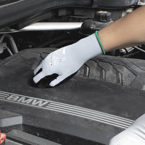 Kebada Work Gloves for Men and Women, Sandy Nitrile Coated, 6 Pairs