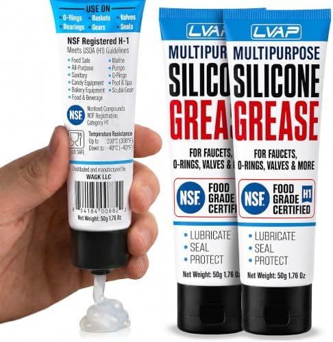 2 Pack - Multi-Purpose Silicone Grease: NSF Food Grade Safe, Waterproof Dielectric Grease, & Premium Silicone Lube for Potable Water & Electrical Systems