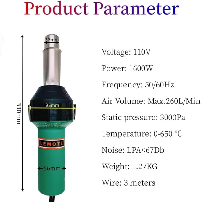 110V Hot Air Gun Welding Torch 1600W Heat Gun Plastic Welder Roofing Welder Kits