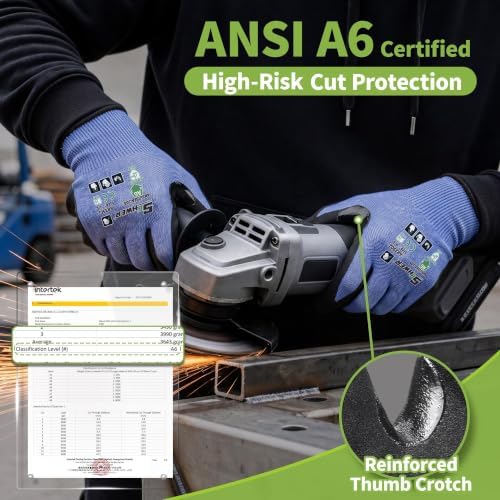 Schwer 2 Pairs Air-Skin A6 Cut Resistant Work Gloves, AR3902, S