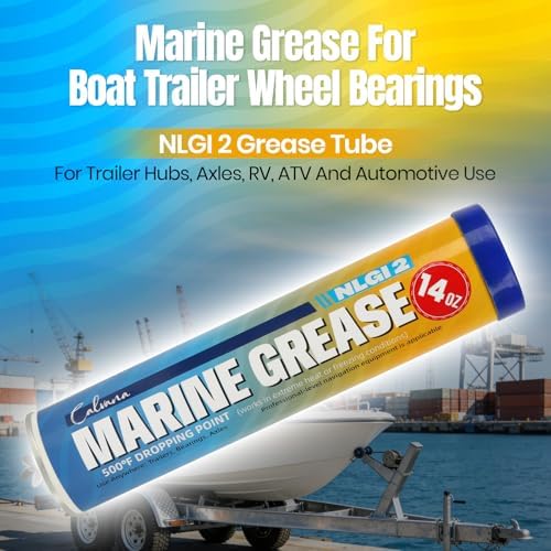 Calvana Marine Grease Tube 14Oz, Waterproof High Temperature Wheel Bearing Grease Lubricant, NLGI 2 Grade, for Boat Trailer Bearings, Grease Gun, Automotive, Truck, RV