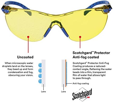 3M Safety Glasses, Solus 1000, Scotchgard Amber Lens, Blue/Black Frame