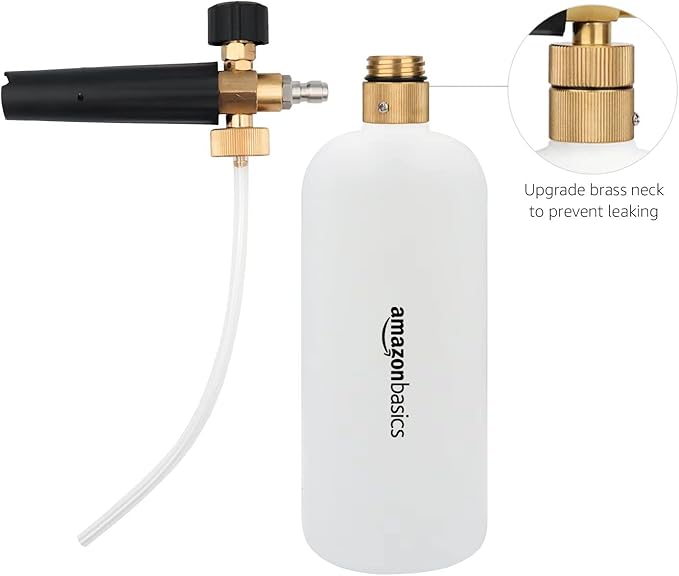 Amazon Basics Foam Cannon with 1/4-Inch Quick Connector for Pressure Washer, Snow Foam Lance for Car Washing, Adjustable Nozzle, 33-Ounce (1 Liter)