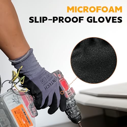 Microfoam Nitrile Coated Work Gloves 12 Pairs Heavy Duty