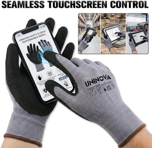 Work Gloves, Sandy Nitrile Coated, Gripped Glove for Men Women