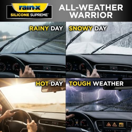 RainX Silicone Supreme Windshield Wiper Blade 21" - Heavy Duty Silicone Squeegee, Extreme Weather Resistance & All-Season Performance, Streak-Free Beam Technology, Quick Install (Pack of 1)