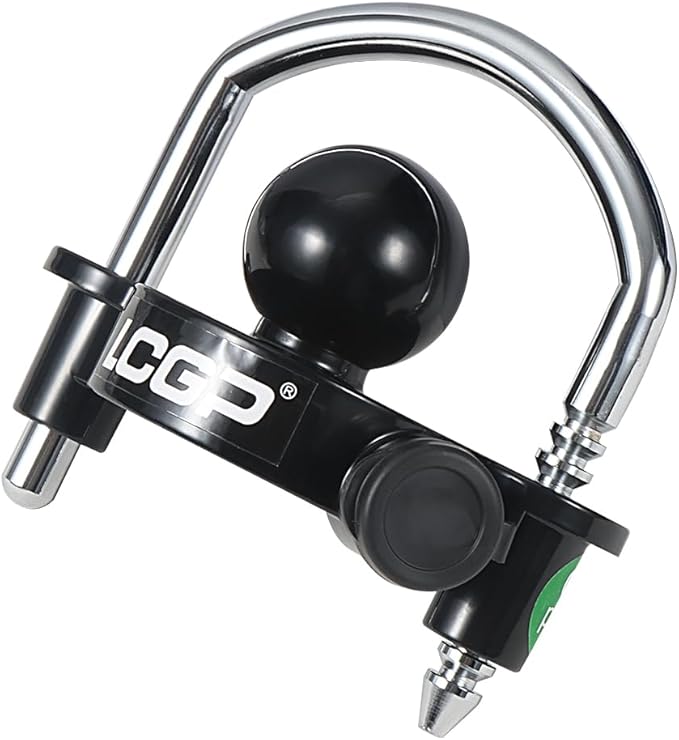 LCGP Black Trailer Hitch Coupler Lock with 2 Keys, Universal Coupler Lock, Adjustable Storage Security, Heavy-Duty Steel.