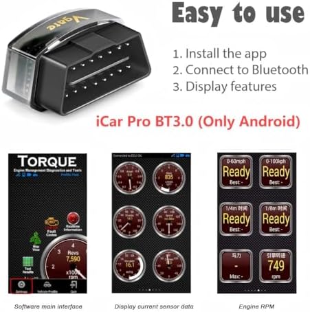 Vgate iCar Pro Bluetooth 3.0 OBD2 Scanner | Android Only – Not for iOS – Check Engine Light