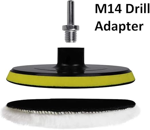 IPELY 6 Pcs 5 Inch Wool Polishing Buffing Pad Polishing Buffing Wheel for Drill Buffer Attachment with M14 Drill Adapter