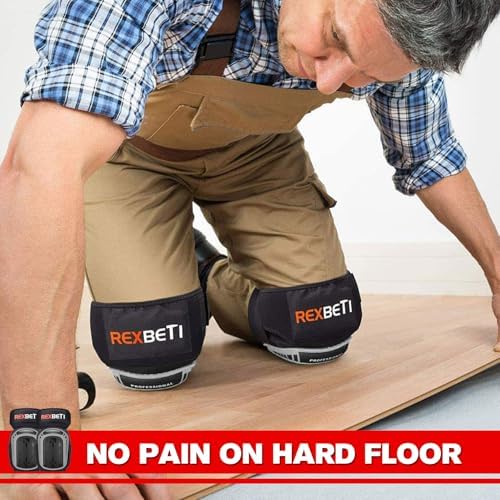 REXBETI Knee Pads for Men, Anti-slip Construction Gel Knee Pads for Work