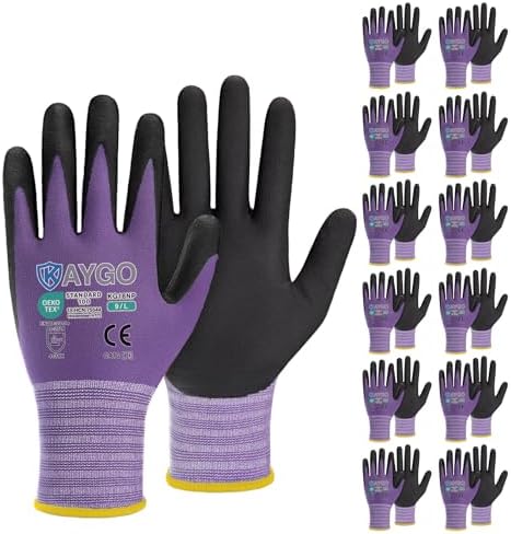 KAYGO Safety Work Gloves, MicroFoam Nitrile Coated, Men Women,KG18N