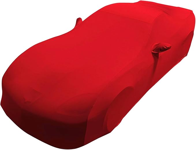SR1 USA C6 Corvette Indoor Car Cover - Custom Fit Ultraguard Stretch Satin - Dust Proof Full Cover - The Ultimate High End Fit for 2005-2013 Base, Grand Sport, ZR1, Z06 Corvettes (Red)