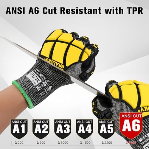 Safety Work Gloves Men Women, ANSI A6 Cut Resistant Gloves