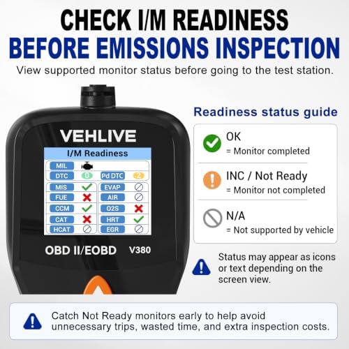V380 OBD2 Scanner for Check Engine Light, Color Display Car Code Reader