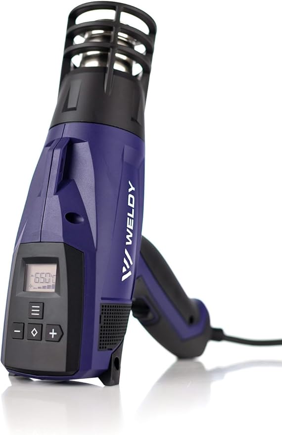 WELDY - HG 530-A - Heat Gun for Car Wrap; Light Weight - High-Performance 176F to 1,112F - Nozzle Heat Protection Device- 16 Ft Cord - Air Intake Guards - Precision Digital Readout
