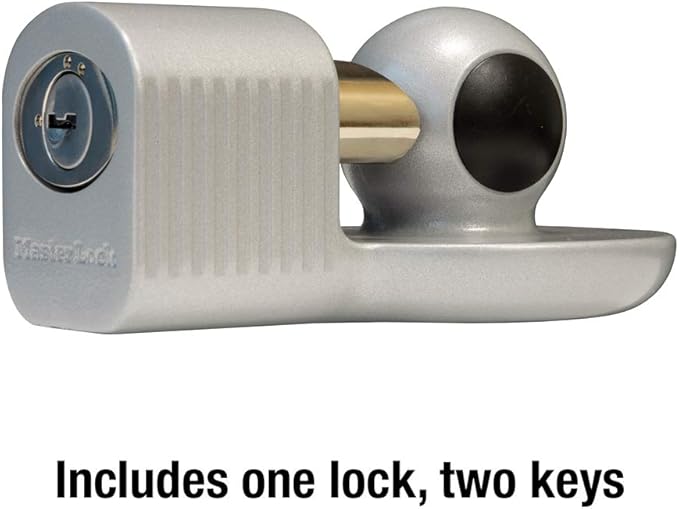 Master Lock Trailer Hitch Lock, Fits 1-7/8 in., 2 in., and Most 2-5/16 in. Trailer Couplers, Weather Resistant Automotive Hitch Lock with Keys, 377KA