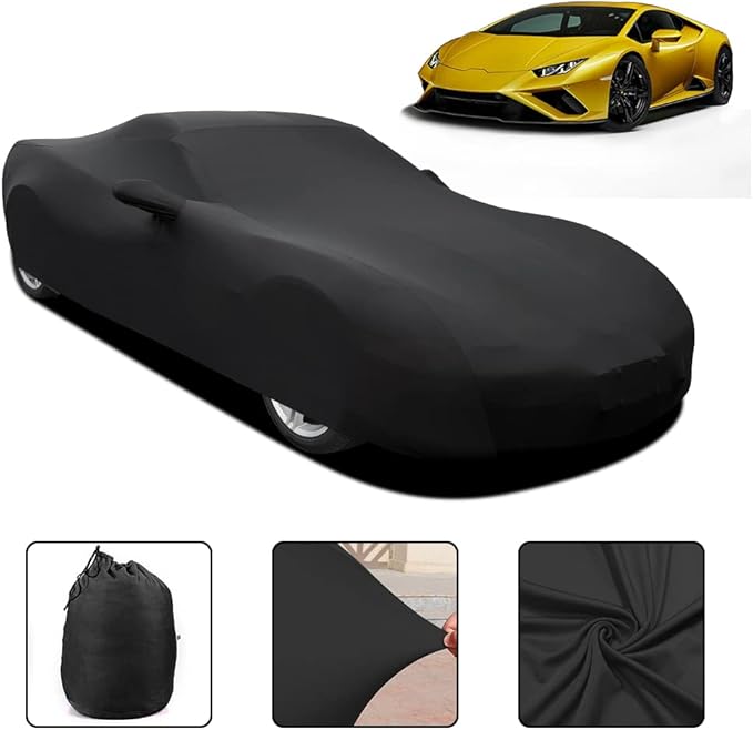 WinPower Indoor Sports Car Cover Stretch Dustproof Protection Full Car Cover for Underground Garage, Car Show, Black