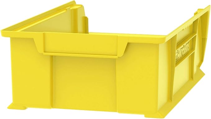 Akro-Mils 30280 Super-Size AkroBins Plastic Storage Bins, Space-Saving Stackable Bins for Garage, Classroom, Warehouse Organization, 20" L x 12" W x 6" H, Yellow, 4-Pack