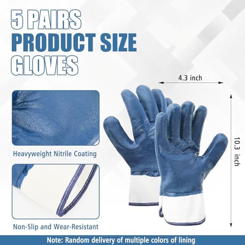 Teenyyou 5/10/15/20/25 Pair Nitrile Coated Oil Work Gloves