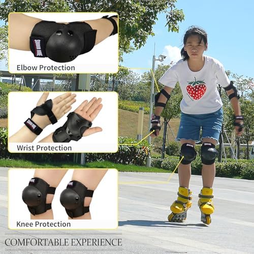 Kids Protective Gear Knee Pads Elbow Pads & Wrist Guards for Roller Skating
