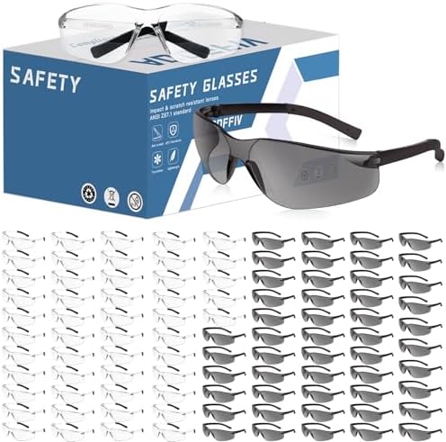 ANSI Z87 Safety Glasses for Men of 100, Lab Eye Protection Glasses