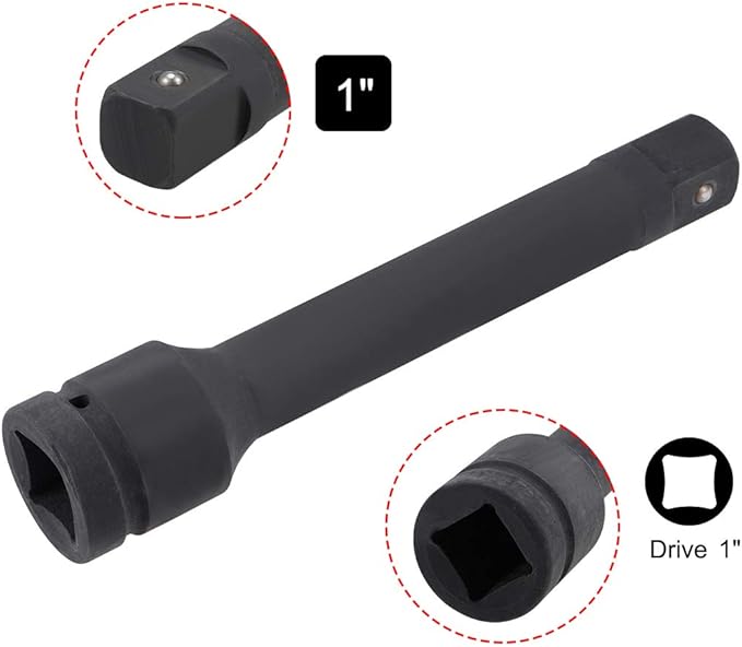 uxcell 1" Drive by 10" Impact Extension Bar for Use with Air Impact Wrenches, Breaker Bars, Ratchets, CR-MO Steel