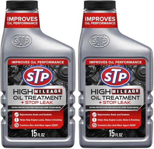 STP High Mileage Oil Treatment + Stop Leak - 15 FL OZ (Pack of 2)
