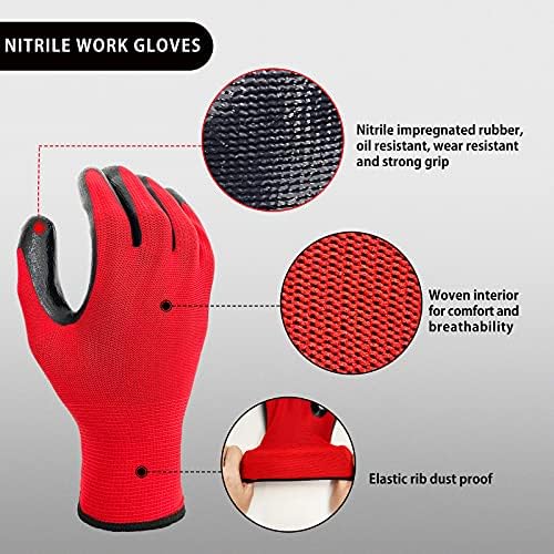 Evridwear Nitrile Coated Work Gloves for Men & Women