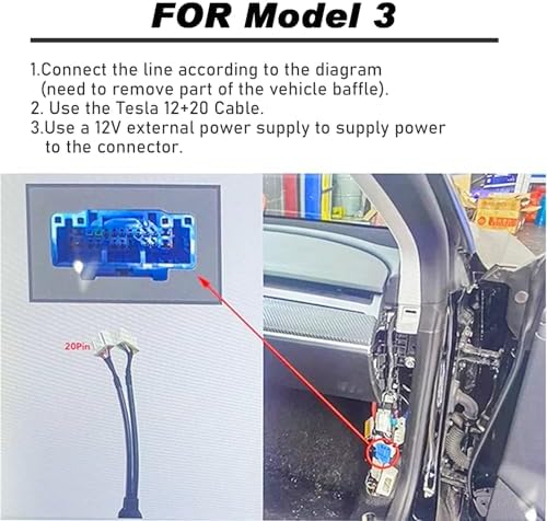OBD2 Adapter for Tesla Model X/S/Y/3,12 Pin 20 Pin to 16Pin Cable