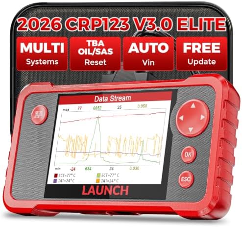LAUNCH CRP123 V3.0 Elite OBD2 Scanner,Engine ABS SRS Transmission,3 Resets