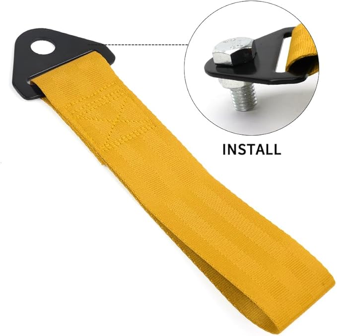 RASTP Racing Tow Strap, Car Modification Sports Trailer Belt Fit for Front or Rear Front Bumper Decorative (Gold)