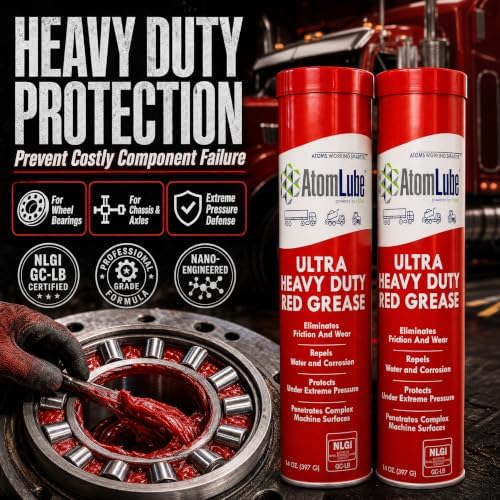 AtomLube Ultra Heavy Duty Red Grease, 10-Pack of 14 oz Tubes