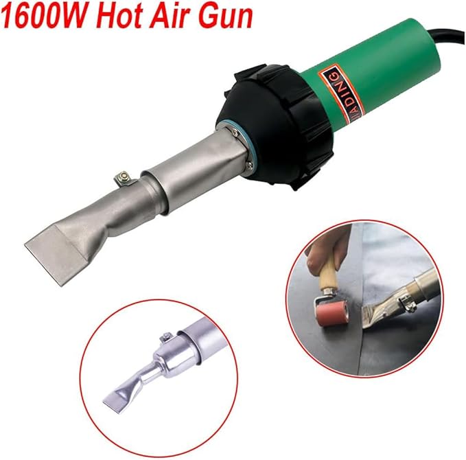 110V 1600W JIADING Professional Hot Air Plastic Welder Hot Air Torch Plastic PVC Welding Gun Welder with Speed Nozzle Roller Heat Element