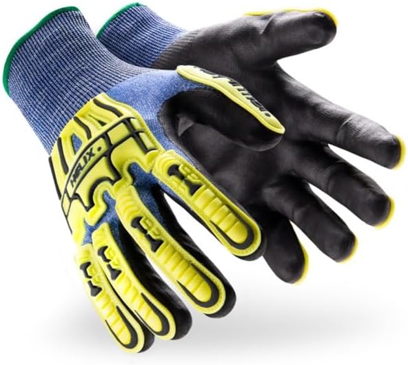 HexArmor Helix Impact Resistant & A1-A9 Cut-Resistant Work Gloves – High-Dexterity Nitrile Grip Industrial Safety Gloves