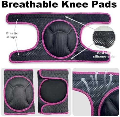 Women's Gardening Knee Pads for Work, Breathable Mesh Pad, Pink L (1 pair)