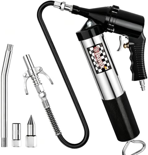 Pneumatic Grease Gun, 6000 PSI Automatic Air Grease Gun w/ Coupler | Silver