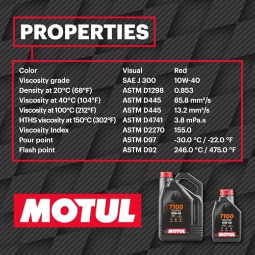 Motul 7100 4T 10W-40 Full Synthetic Motorcycle Oil - Ester Technology - API SP JASO MA2 Wet Clutch Safe - Engine and Gearbox Protection for Street Sport Adventure 1L
